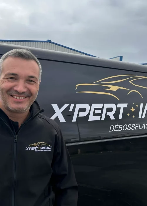 a man standing in front of a van